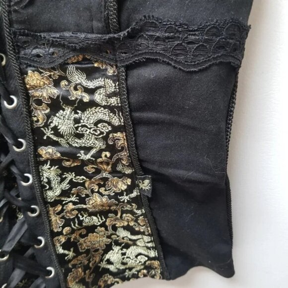 Tripp NYC Daang Goodman Rare Lace Up Corset Top Lace Black Floral S - Picture 7 of 12